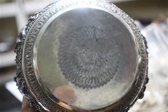 A late 19th century Burmese silver bowl, 28 oz.